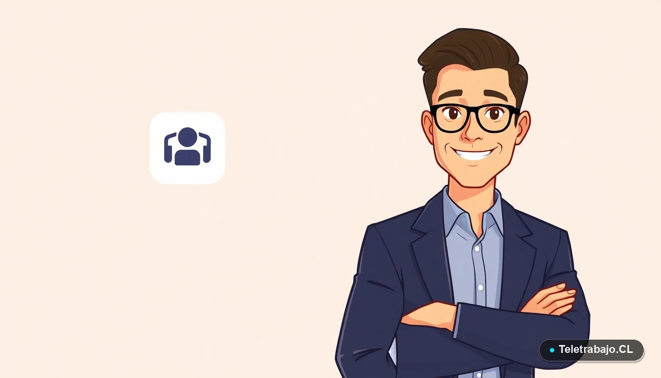 Profesional chileno usando una plantilla de guion para una videollamada exitosa en teletrabajo.