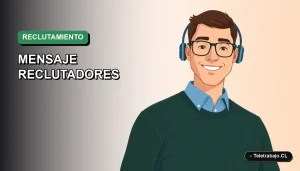 Ilustración vectorial plana de un trabajador remoto masculino con camisa azul, estilo Corporate Memphis, para artículo sobre cómo contactar reclutadores en Chile.