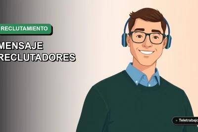 Ilustración vectorial plana de un trabajador remoto masculino con camisa azul, estilo Corporate Memphis, para artículo sobre cómo contactar reclutadores en Chile.