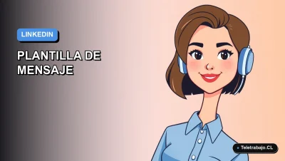Ilustración vectorial plana de estilo premium que representa una plantilla de mensaje para LinkedIn, con un fondo degradado azul y un personaje femenino de estilo Corporate Memphis.