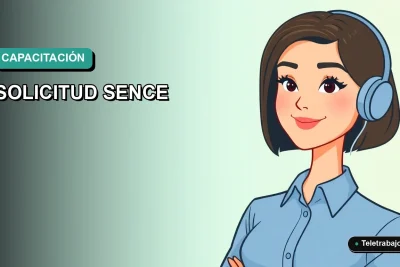Ilustración plana corporativa de una mujer profesional con blusa azul y corte bob, sobre fondo degradado verde agua, representando la guía para el formulario SENCE para empleadores.