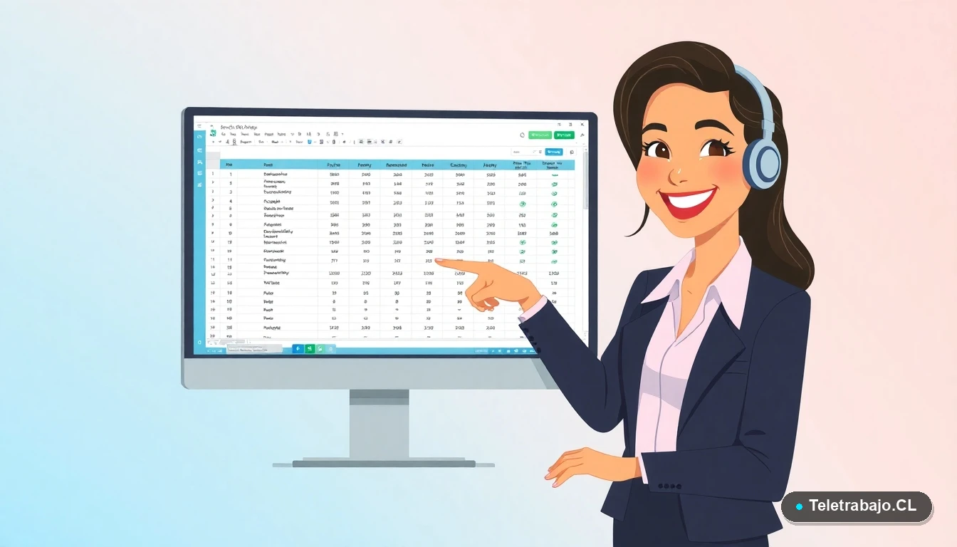Mujer profesional chilena usando plantilla Excel automatizada para gestionar vacaciones laborales