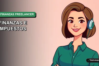 Ilustración vectorial plana de una mujer freelancer chilena con blusa verde, sonriendo, sobre un fondo degradado azul y verde. Representa el control financiero y tributario para trabajadores independientes.
