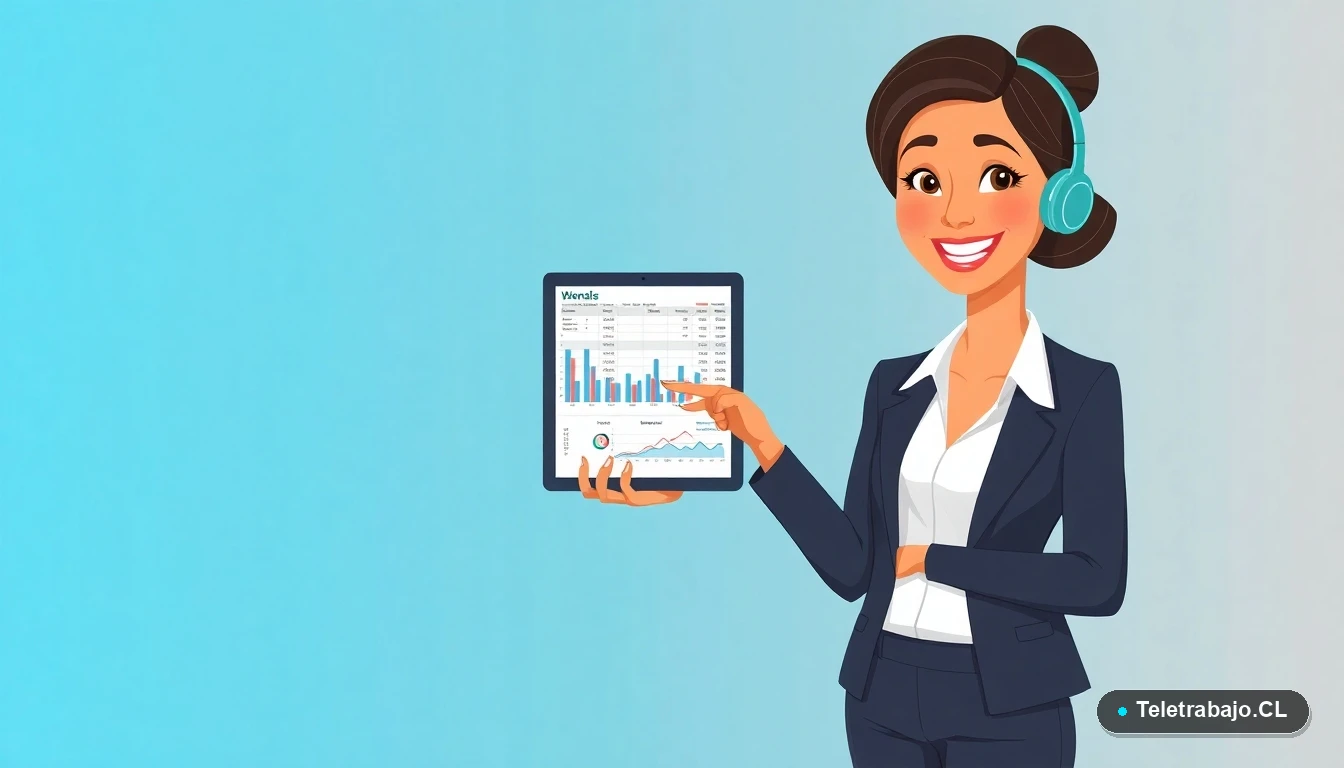 Mujer profesional chilena usando plantilla Excel para calcular horas extras y gratificación legal