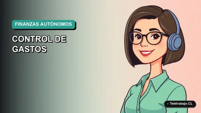 Ilustración vectorial plana premium de una mujer profesional autónoma chilena, con expresión positiva, frente a un fondo de gradiente suave azul verdoso. Representa el control financiero y la productividad para emprendedores.