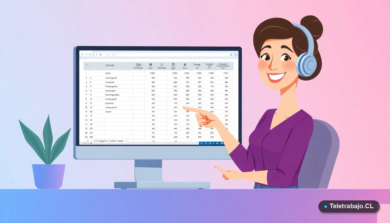 Autónoma chilena usando plantilla de Excel para control financiero en su laptop