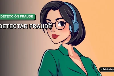 Ilustración vectorial plana de estilo Corporate Memphis de una mujer profesional en teletrabajo, con fondo degradado suave, para artículo sobre plantilla Excel contra fraudes laborales en Chile.