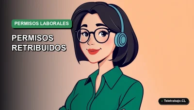 Ilustración vectorial plana de estilo Corporativo Memphis de una mujer profesional chilena con blusa verde, sobre un fondo degradado suave. Representa la gestión de permisos laborales.