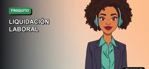 Ilustración vectorial plana de estilo Corporativo Memphis de una mujer profesional chilena sonriente, con fondo degradado verde, para blog sobre cálculo de finiquito.