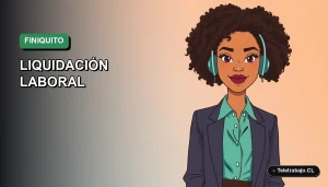 Ilustración vectorial plana de estilo Corporativo Memphis de una mujer profesional chilena sonriente, con fondo degradado verde, para blog sobre cálculo de finiquito.