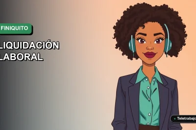 Ilustración vectorial plana de estilo Corporativo Memphis de una mujer profesional chilena sonriente, con fondo degradado verde, para blog sobre cálculo de finiquito.