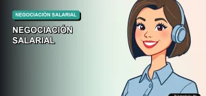 Ilustración vectorial plana y moderna de una profesional chilena sonriente con blusa azul, sobre un fondo degradado, representando la preparación para una negociación de sueldo.