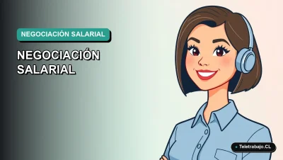 Ilustración vectorial plana y moderna de una profesional chilena sonriente con blusa azul, sobre un fondo degradado, representando la preparación para una negociación de sueldo.