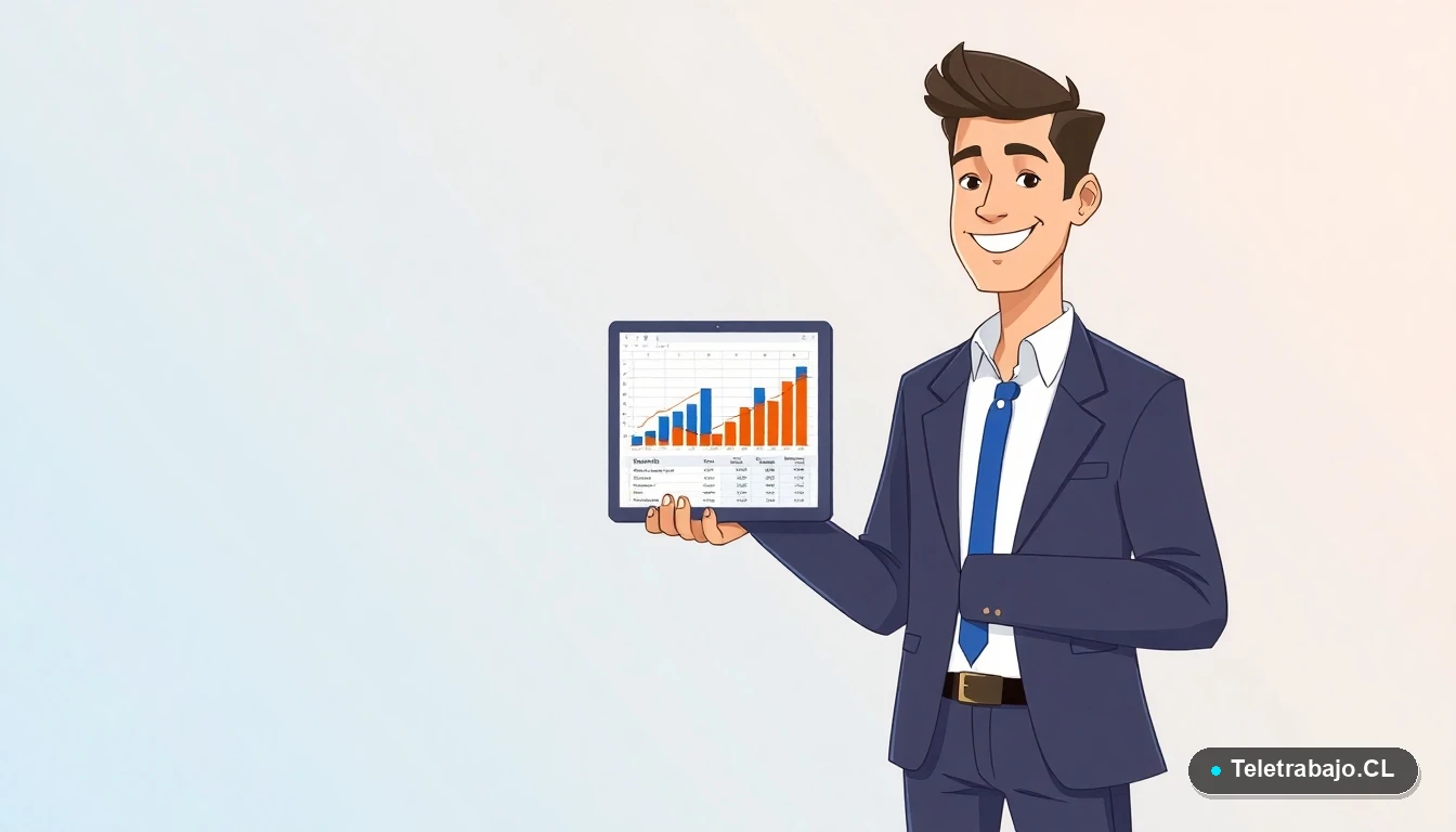 Profesional chileno usando plantilla Excel para preparar negociación salarial