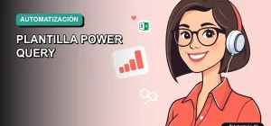 Ilustración plana corporativa de una trabajadora remota feliz junto a un dashboard de datos, representando la automatización de reportes con Excel Power Query.