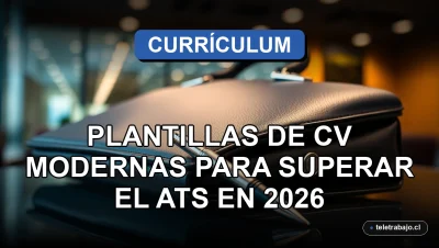 Plantilla de currículum vitae moderna sobre escritorio de oficina ejecutiva con maletín de cuero