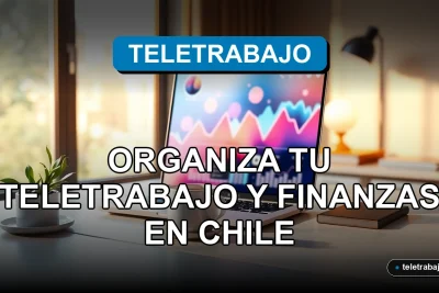 Plantillas de Excel gratuitas para organizar el teletrabajo y las finanzas personales en Chile en 2026, mostradas en un entorno de oficina en casa moderno y minimalista.