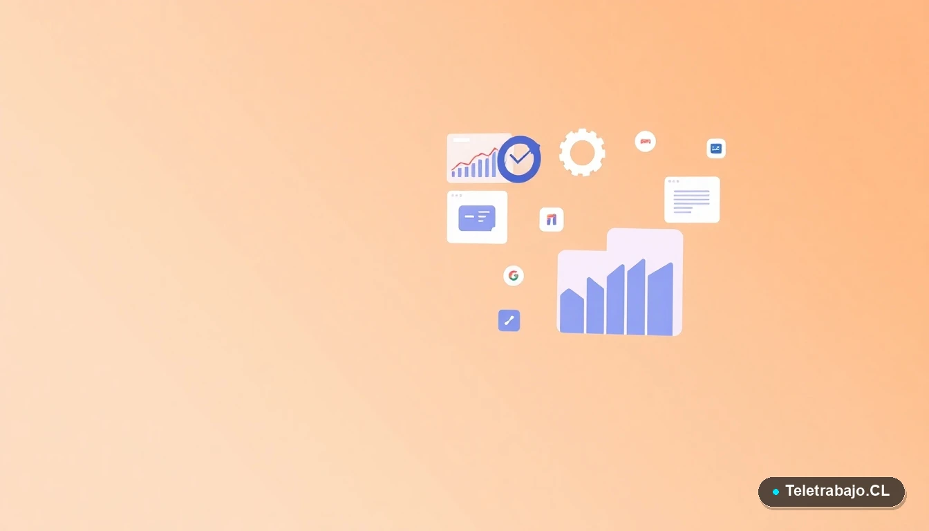 Composición abstracta de interfaz de usuario con gráficos y elementos digitales flotantes, ilustración vectorial plana con fondo degradado melocotón, para contenido interno sobre plantillas de libro.