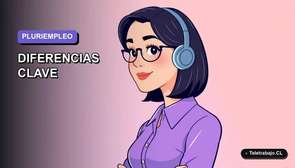 Ilustración plana corporativa de una mujer profesional de teletrabajo, estilo vectorial moderno, sobre fondo degradado lila suave.