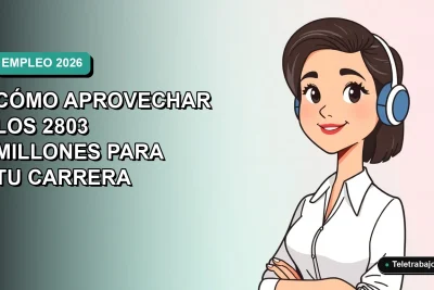 Ilustración vectorial plana de una mujer profesional del rubro tecnológico, con blusa blanca y peinado moderno, sobre un fondo degradado verde azulado. Representa las oportunidades de la Política de Empleo 2026.