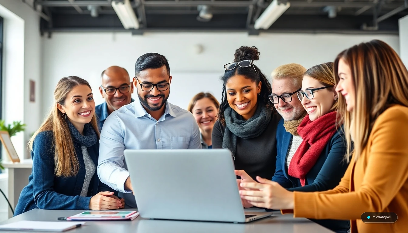 Personas recibiendo orientación laboral y formación en un centro de empleo moderno