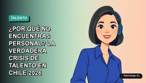 Ilustración vectorial plana de una mujer profesional chilena con blusa azul y corte bob, mirando a la cámara, sobre un fondo degradado vacío.