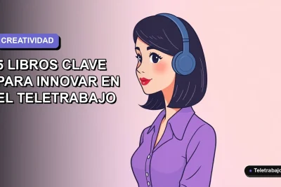 Ilustración plana corporativa de mujer profesional de teletrabajo con estilo vectorial, fondo degradado lavanda y lila, concepto de creatividad e innovación.