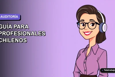 Ilustración vectorial plana de una profesional chilena con blazer, sonriendo, sobre fondo degradado lavanda y azul. Representa prácticas en el Tribunal de Cuentas Europeo.