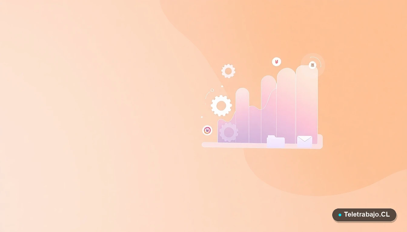 Composición abstracta de interfaz de usuario con gráficos flotantes y engranajes estilizados, sobre fondo degradado melocotón, para artículo sobre prácticas en el Tribunal de Cuentas Europeo.