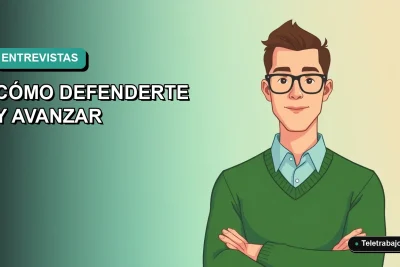 Ilustración vectorial plana de un trabajador masculino de tecnología con suéter verde, mirando con seguridad. Fondo degradado azul verdoso vacío a la izquierda.
