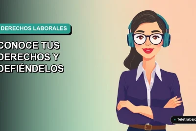 Ilustración plana corporativa de una trabajadora chilena de tecnología con expresión de seguridad, sobre fondo degradado verde azulado, representando el conocimiento de derechos en entrevistas laborales.