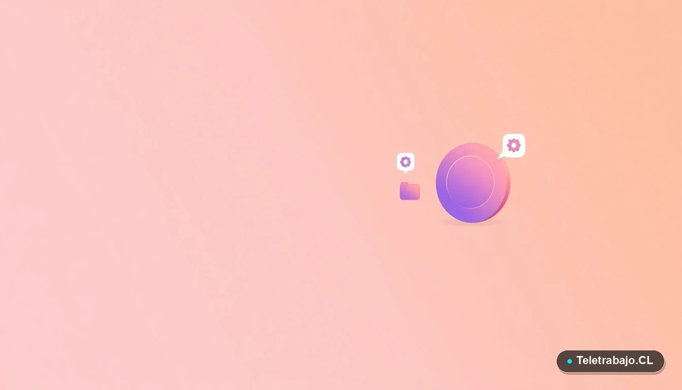 Interfaz de usuario abstracta con gráficos y iconos flotantes en colores lavanda y durazno, sobre fondo degradado claro, representando tecnología de inteligencia artificial.