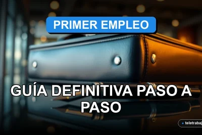 Guía completa para encontrar tu primer trabajo en Chile sin experiencia previa, sobre fondo de oficina corporativa moderna.