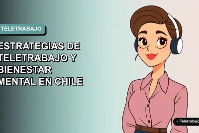 Ilustración plana corporativa de una mujer profesional chilena trabajando desde casa con bienestar, estilo vectorial moderno, fondo degradado suave.