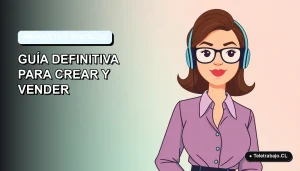 Guía definitiva para crear y vender productos digitales en 2026, ilustración plana corporativa de mujer profesional.