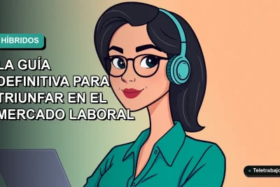 Ilustración vectorial plana de una profesional chilena híbrida sonriente, con fondo degradado suave azul verdoso, estilo Corporate Memphis.