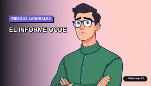 Ilustración vectorial plana de un trabajador masculino de tecnología con expresión de preocupación, sobre un fondo degradado lavanda, representando el impacto de la IA en el empleo.