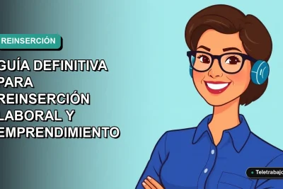 Ilustración vectorial plana de una mujer profesional madura sonriente, con blusa azul y anteojos, sobre fondo degradado verde azulado. Representa el Programa 45+ de Chile para reinserción laboral.