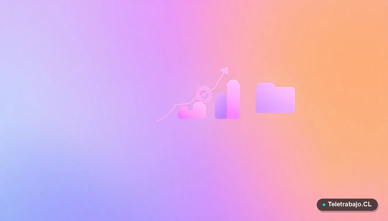 Elementos de interfaz de usuario abstractos y modernos, como gráficos y engranajes, que simbolizan habilidades digitales y gestión para el emprendimiento.