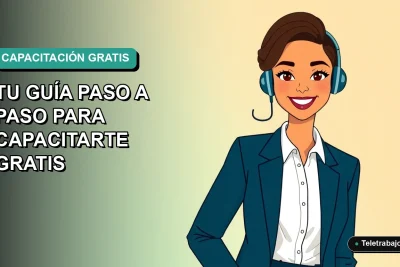 Ilustración plana vectorial de una mujer profesional con blusa blanca y chaqueta azul, sonriendo, sobre un fondo degradado verde azulado. Representa el Programa Fácil SENCE de capacitación gratuita.