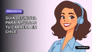Ilustración plana vectorial de una mujer profesional chilena sonriente, con blusa azul y corte de pelo moderno, sobre fondo degradado lavanda suave. Espacio negativo a la izquierda.