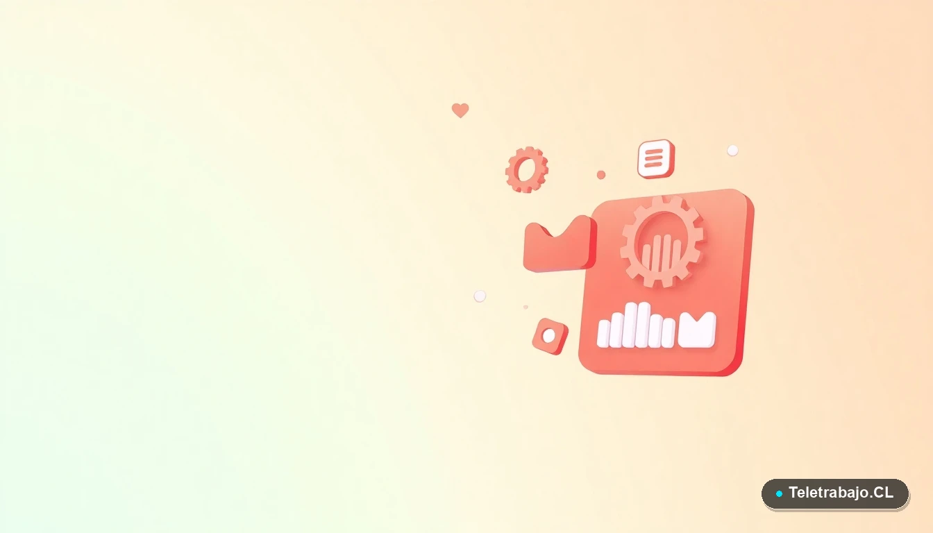 Composición abstracta de interfaz de usuario tecnológica con gráficos y engranajes flotantes en colores vibrantes, sobre fondo degradado verde menta. Ilustración plana vectorial moderna.