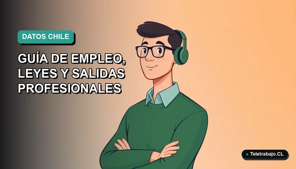 Ilustración vectorial plana de un trabajador masculino de tecnología con suéter verde, sobre un fondo degradado azul verdoso, representando la protección de datos profesionales en Chile.