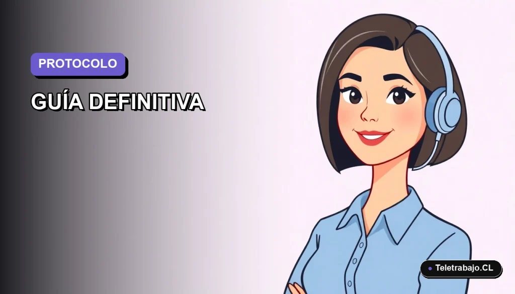 Ilustración vectorial plana de una trabajadora remota con blusa azul y pelo corto, sobre fondo degradado lavanda y gris.