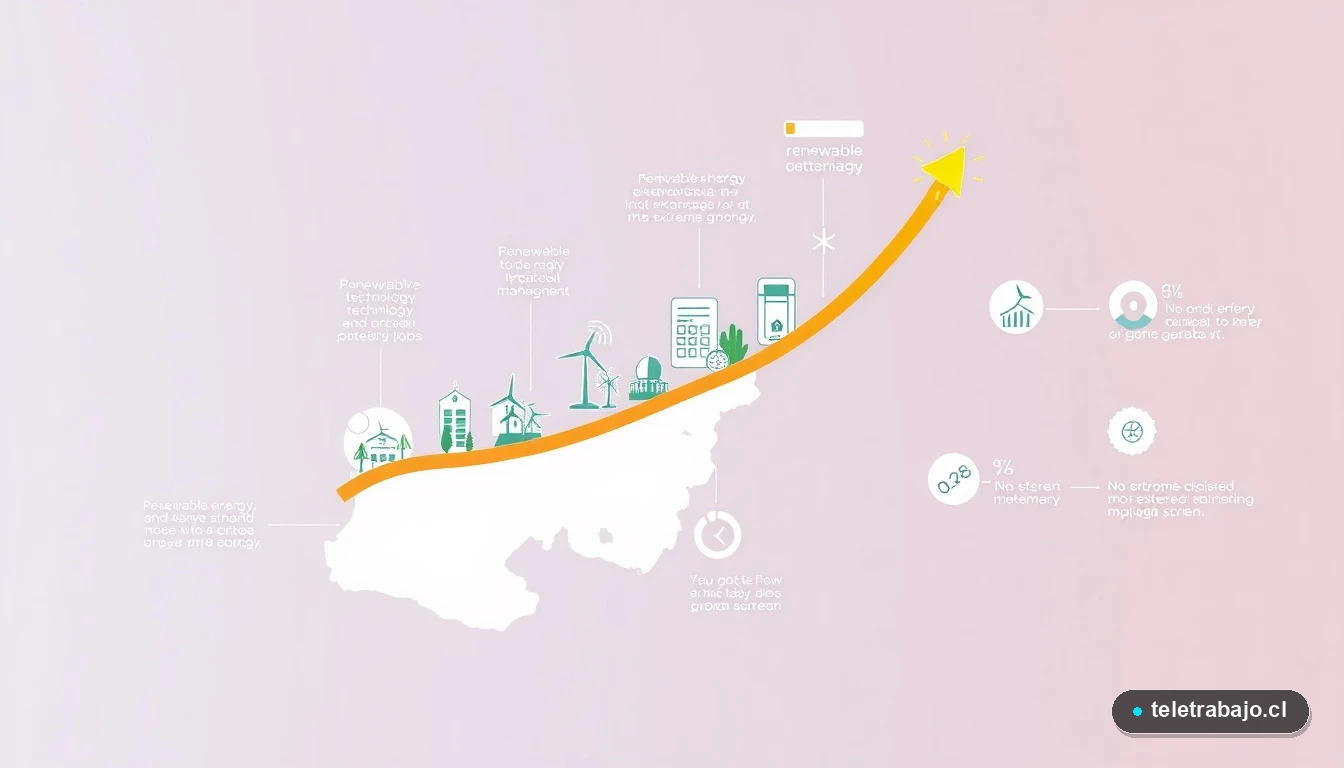 Infografía proyección crecimiento empleo 2026 Chile sectores sostenibilidad y tecnología