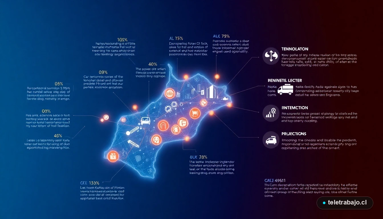 Infografía de proyección de empleo en Chile para 2026 mostrando sectores clave y tendencias del mercado laboral