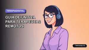 Ilustración plana de terapeuta mujer remota sonriente, con fondo degradado lavanda, estilo Corporate Memphis.