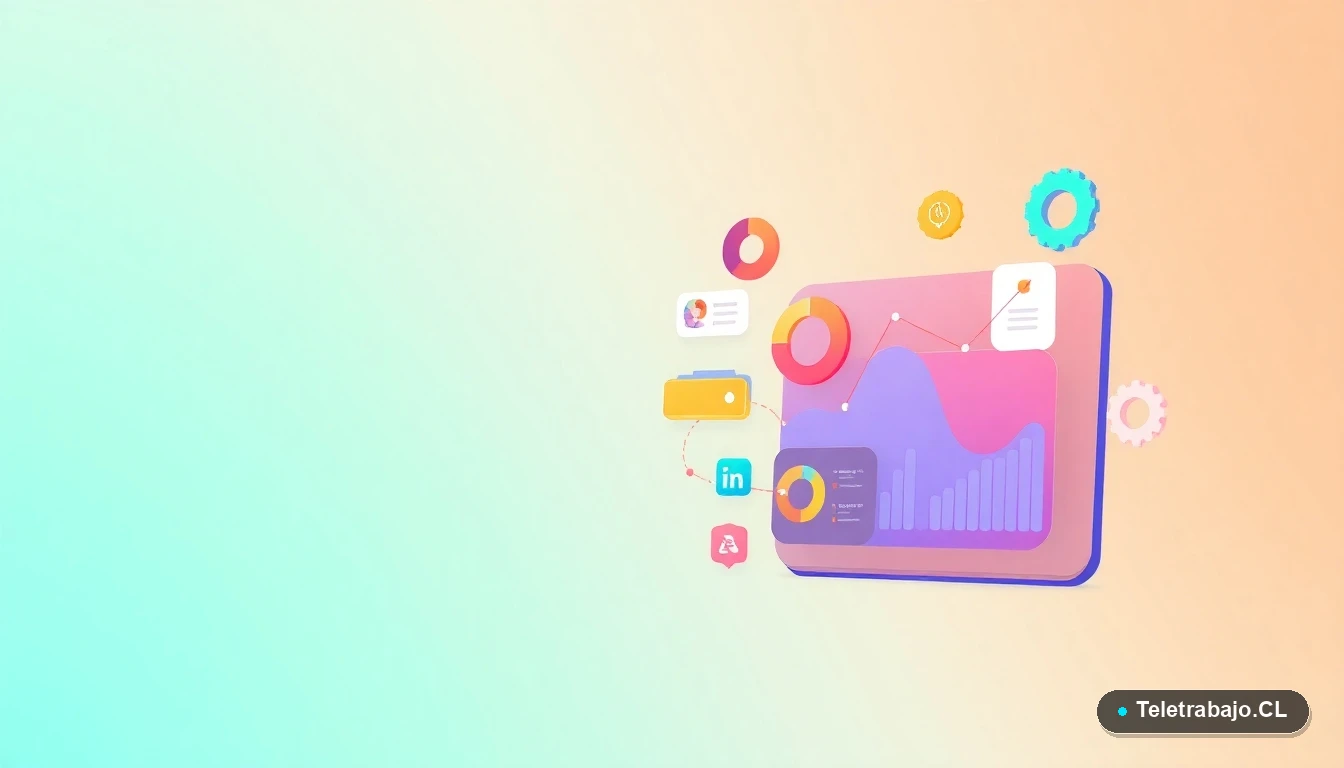 Elementos de interfaz de usuario abstractos y gráficos flotantes en estilo plano corporativo, sobre fondo degradado menta, representando conceptos legales y de políticas laborales.