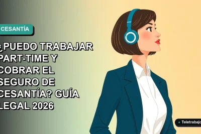 Ilustración plana corporativa de una mujer profesional con blusa blanca y chaqueta azul, sobre fondo degradado verde azulado, representando dudas laborales.