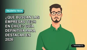 Ilustración vectorial plana de un trabajador tech masculino con suéter verde, sobre fondo degradado azul y turquesa, estilo Corporate Memphis.